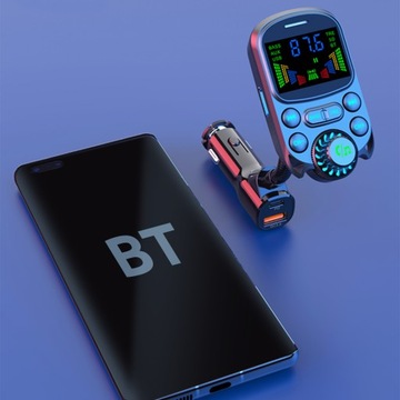 Автомобильный Bluetooth FM-передатчик Зарядное устройство FAST PD 23 Вт QC3.0 USB-C LED