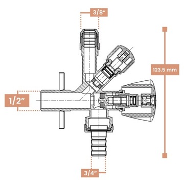 Угловой клапан COMBI с грибовидной головкой 1/2x3/4x3/8 GZ Стиральные машины Посудомоечные машины РАЗЪЕМ ДЛЯ АКБ
