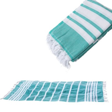 Ręcznik z frędzlami Hammam turkus SPA Sauna Plaża