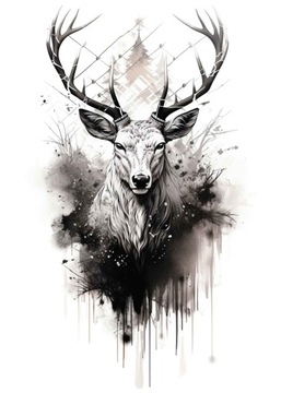 МОЮЩАЯСЯ ВРЕМЕННАЯ ТАТУ ТАТУ ОЛЕНЬ ЛЕС РУКА СПИНА ГРУДЬ