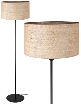 LAMPA STOJĄCA PODŁOGOWA NOWOCZESNA BOHO SŁOMKA RATTAN ABAŻUR 40CM LOFT LED