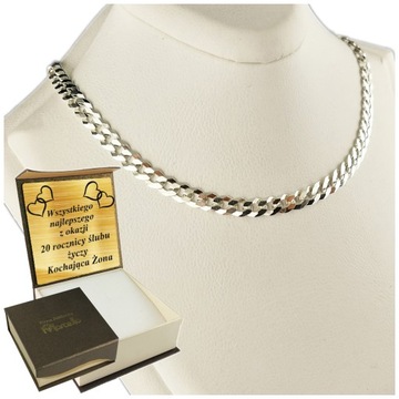 Łańcuszek Srebrny Męski 925 Pancerka DIAMENTOWANY PEŁNY 3,8mm Grawer GRATIS