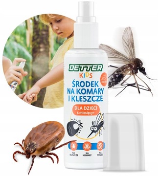 PREPARAT ŚRODEK PŁYN SPRAY NA KOMARY KLESZCZE DLA DZIECI DETTER KIDS 80ML