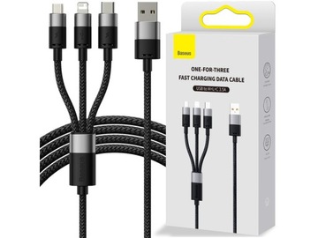 Kabel USB - Micro/USB C/Lightning BASEUS 3w1 1.2m