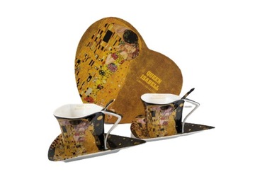 KOMPLET 2 FILIŻANEK KLIMT POCAŁUNEK W SERCU