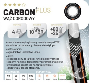 Садовый шланг Carbon+ 3/4 30бар 50м 4 слоя IMET