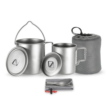 750ml garnek 450ml kubek na wodę + składana łyżka