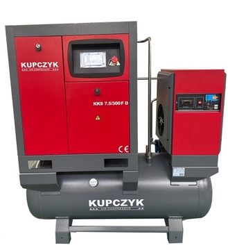 Kompresor śrubowy Kupczyk KKS 7,5/300 FD 850 l/min 5,5 KW Falownik Osuszacz