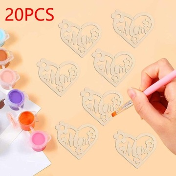 20 шт., подвесные украшения на день матери, подарок для мамы, декоративная отделка из дерева, сделай сам, под покраску