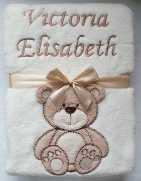 Botobaby - Одеяло с именем и свидетельством о рождении - С МЕДВЕДЕМ - ВЫШИВКА ПОДАРОК ​​НА ДЕНЬ РОЖДЕНИЯ