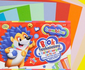 Blok Techniczny kolorowy A4 10 kartek Bambino