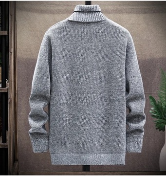 MĘSKI SWETER mężczyzn sweter z golfem jednolity kolor bluzy grube ciepłe gr