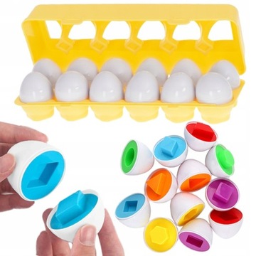 UKLADANKA MONTESSORI JAJKA PUZZLE SORTER EDUKACYJNY DOPASUJ KSZTAŁTY KOLORY