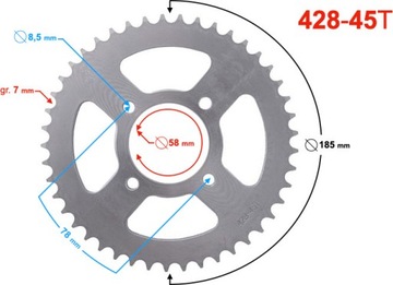 ЗАДНЯЯ ЗВЕЗДОЧКА МОТОЦИКЛ 428 45Z BARTON JUNAK ROMET