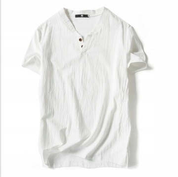 Męska Bluzki bawełna Lniana Luźna Moda T-shirt