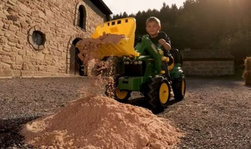 ОГРОМНЫЙ ПЕДАЛЬ JOHN DEERE ТРАКТОР Тормозные РЕЗИНОВЫЕ КОЛЕСА Rolly Toys