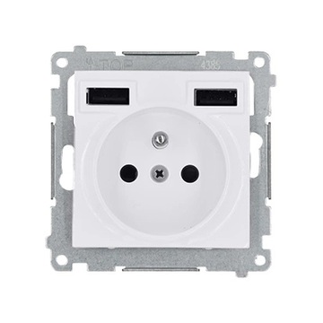 Одинарная розетка с зарядным устройством на 2 USB-порта White Simon 54