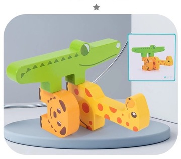 ДЕРЕВЯННЫЕ БЛОКИ ЖИВОТНЫЕ ОБРАЗОВАТЕЛЬНАЯ ЗАГАДКА МОНТЕССОРИ