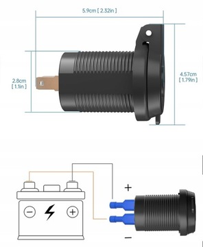 Розетка для мотоцикла: 2 зарядных устройства USB QC3.0 переменного тока
