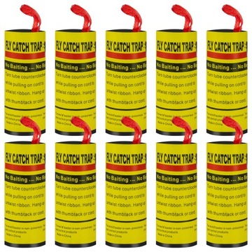 КЛАССИЧЕСКАЯ ЛЕНТА ЛОВУШКА ДЛЯ МУШОК КОМАРЫ И НАСЕКОМЫЕ РУЛОН x10