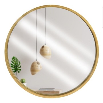 Lustro ścienne okrągłe drewniana rama 40 cm