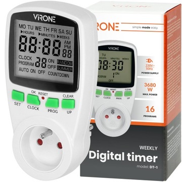 PROGRAMATOR CZASOWY WŁĄCZNIK WYŁĄCZNIK CYFROWY TIMER LCD HARMONOGRAM 7 DNI
