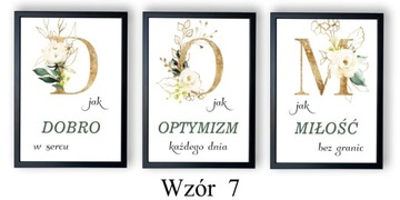 3 картины для кухни гостиной ДОМ, надписи разными цветами