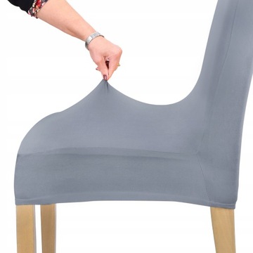 НАБОР ИЗ 6 ШТ. ПОКРЫТИЕ НА СТУЛ СЕРЫЙ ГИБКИЙ ГЛАДКИЙ УНИВЕРСАЛЬНЫЙ