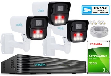 Zestaw Monitoringu Zewnętrzny 3 Kamery 3MPx IPC-B213-APF40W UNIARCH PoE LED