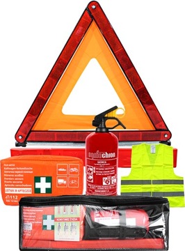 НАБОР БАГАЖНИКА АВТОМОБИЛЯ ОГНЕТУШИТЕЛЬ ПОЖАРНЫЙ КОМПЛЕКТ ЖИЛЕТ ТРЕУГОЛЬНЫЙ ЧЕХОЛ СУМКА
