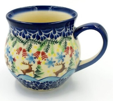CERAMICZNY KUBEK 375ml CERAMIKA STYL BOLESŁAWIEC DO KAWY DO HERBATY