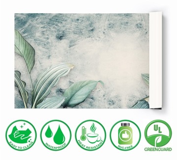 Защитная накладка на письменный стол 120х60 бетон и листья