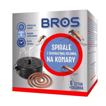 BROS Spirale NA KOMARY Z DEKORACYJNĄ OSŁONKĄ, 6 sztuk + osło