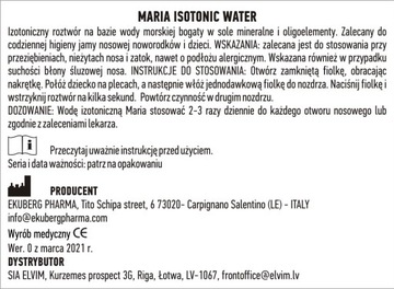 Изотоническая вода MARIA ISOTONIC WATER, 15 флаконов
