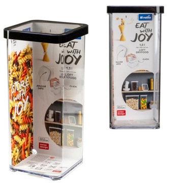 Pojemnik do żywności kuchenny wysoki LOFT czarny 1,5 sypkie