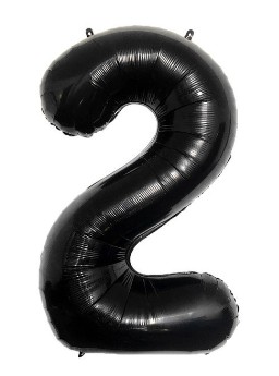 BALON FOLIOWY CYFERKA CYFRA 2 CZARNA GIGANT 80CM