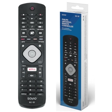 Pilot uniwersalny do telewizora TV PHILIPS SAVIO RC-10 4K SMART NETFLIX WWW