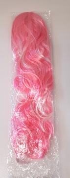 ПАРИК БАРБИ, ДЛИННЫЕ РОЗОВЫЕ И БЕЛЫЕ, СЛЕГКО ВЬЮЧИВЫЕ НИЧКИ С ЧЕЛКОЙ