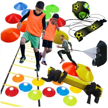 SET PIŁKARSKI DRABINKA PACHOŁKI TRENAŻER PODAŃ dla Piłkarza Sportowca PIŁKI