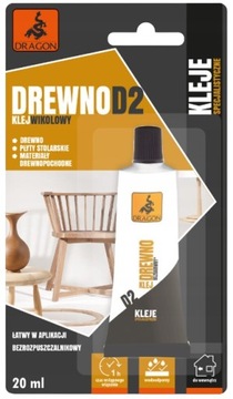 Klej wikolowy do drewna płyt stolarskich Dragon 20 ml