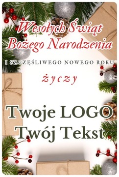 Firmowe Naklejki Świąteczne Dekoracje z LOGO Personalizowane 100szt