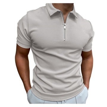 Męska koszulka polo Jednokolorowa koszulka golfowa z zamkiem błyskawicznym