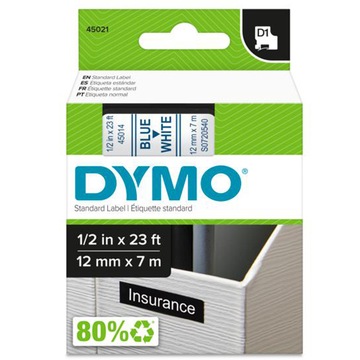 Taśma DYMO D1 45014 12mm biały/niebieski oryginał