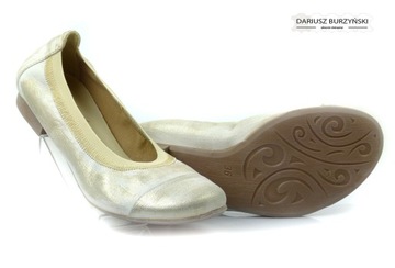 37 БАЛЕРИНЫ 173G БЕЖЕВОЕ ЗОЛОТО КОЖАНЫЕ С РЕЗИНКОЙ КОЖАНЫЕ