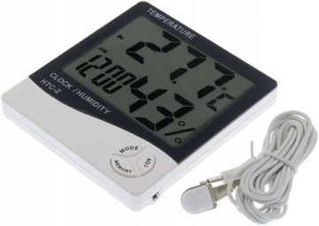 БЕСПРОВОДНАЯ ПОГОДНАЯ СТАНЦИЯ ТЕРМО-ГИГРОМЕТР ВНЕШНИЙ ЗОНД ЧАСЫ БУДИЛЬНИК