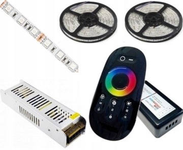 ZESTAW 15m TASMA LED RGB 5050 PILOT RF DOTYK ZASIL