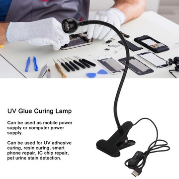 3 Вт 5 В УФ-лампа для отверждения клея, прочная лампа для отверждения клея с питанием от USB с зажимом для c