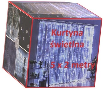Kurtyna Świetlna 320 LED 5x2 metry BIAŁY ZIMNY