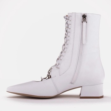 Białe Skóra licowa Buty Botki Marco Shoes r.38