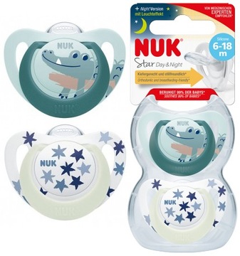 NUK silikonowy SMOCZEK Star Day & Night 6-18m.